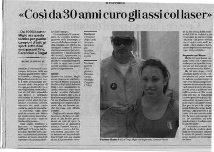 Articolo di giornale: Così da 30 anni curo gli assi col laser
